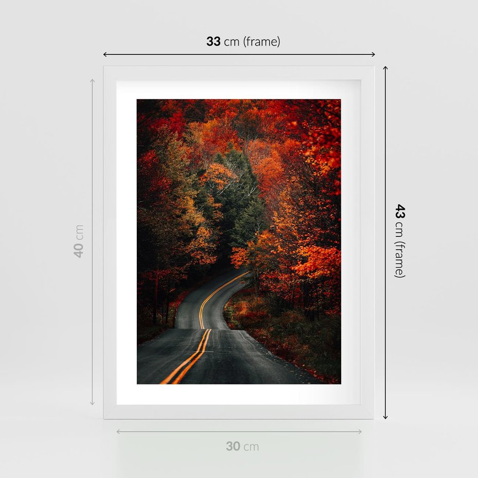 Plakat w ramie 30x40 - Jesienne Podróżowanie - fotografia, jesień - rama biała