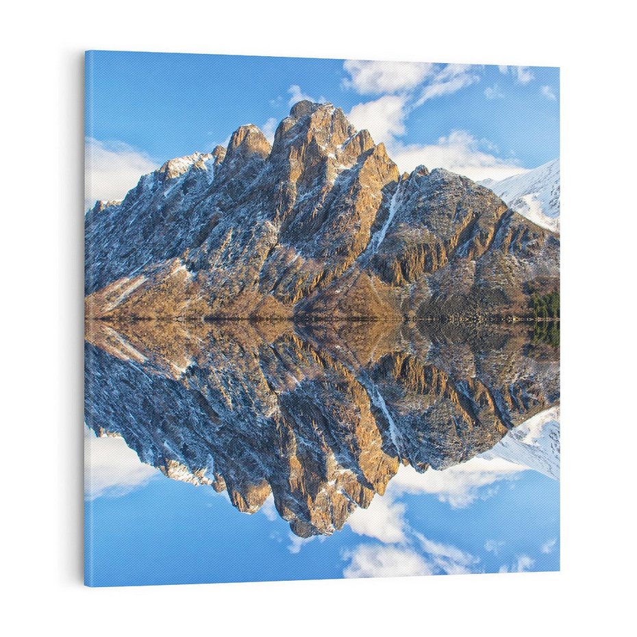 Obraz na płótnie 70x70 - Górskie odbicie jeziora - góry, jezioro