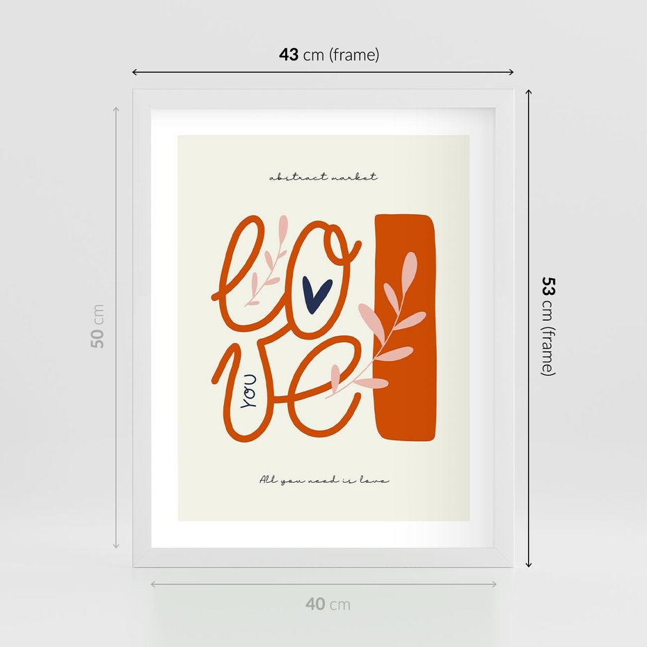 Plakat w ramie 40x50 - Pastelowa Siła Miłości - miłość, love - rama biała