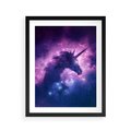 Plakat w ramie 40x50 - Mityczna podróż - kosmos, jednorożec - rama czarna