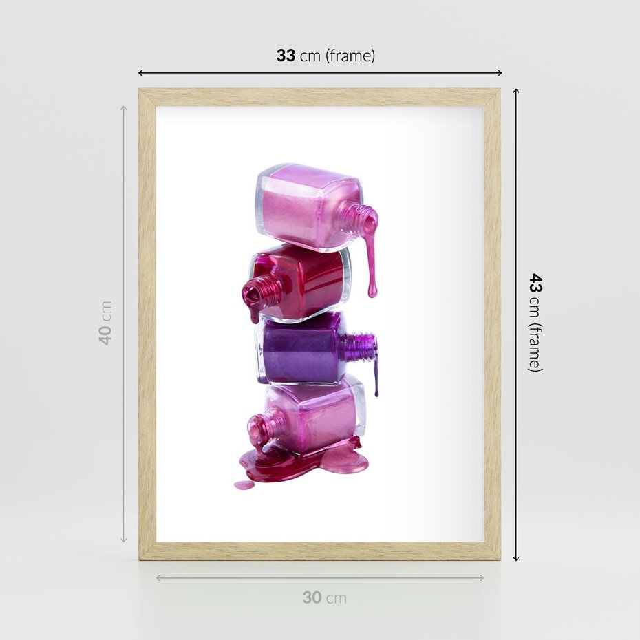 Plakat w ramie 30x40 - Kolorowe Paznokcie - lakiery, do paznokci - rama drewno