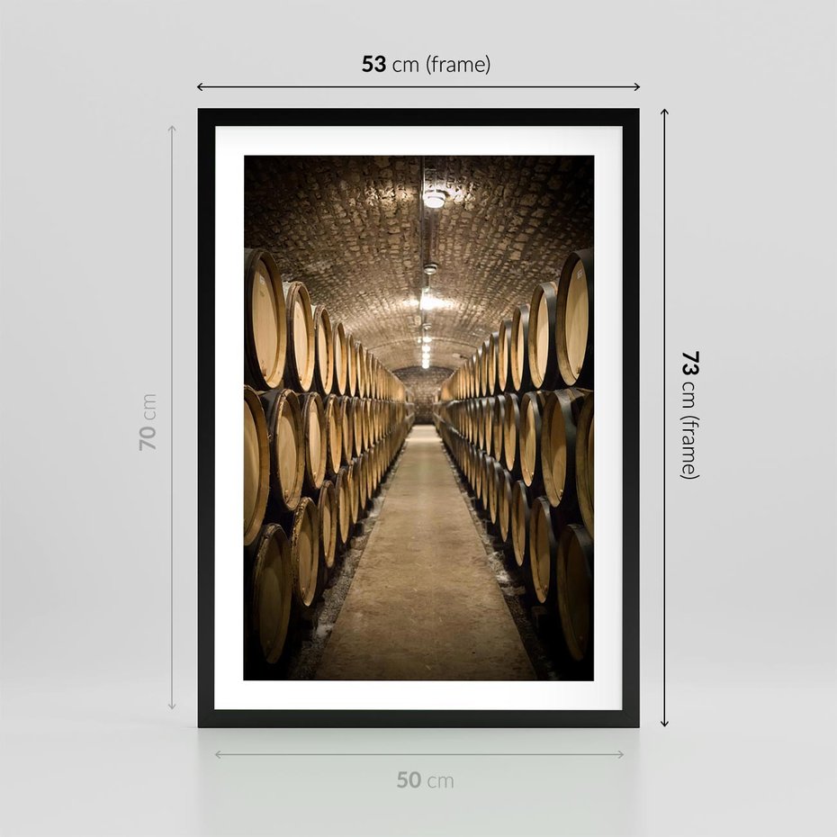 Plakat w ramie 50x70 - Winniczka - winnica, beczki - rama czarna