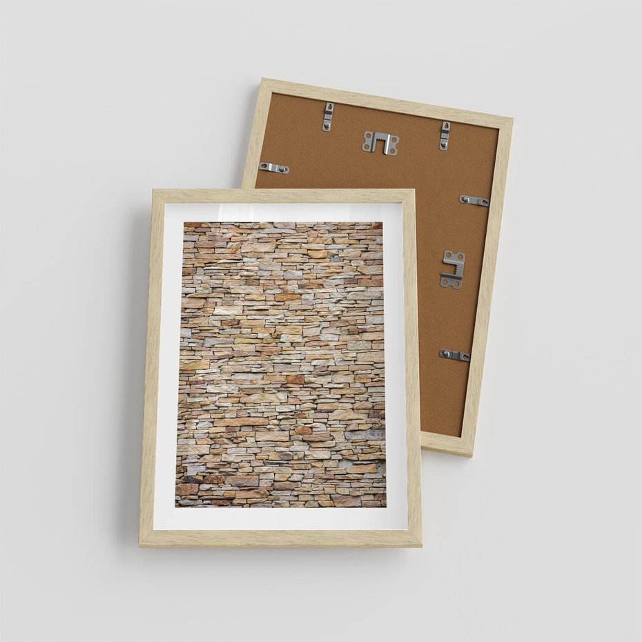 Plakat w ramie 30x40 - Mur z cegieł - surowa elegancja - mur, cegły - rama drewno