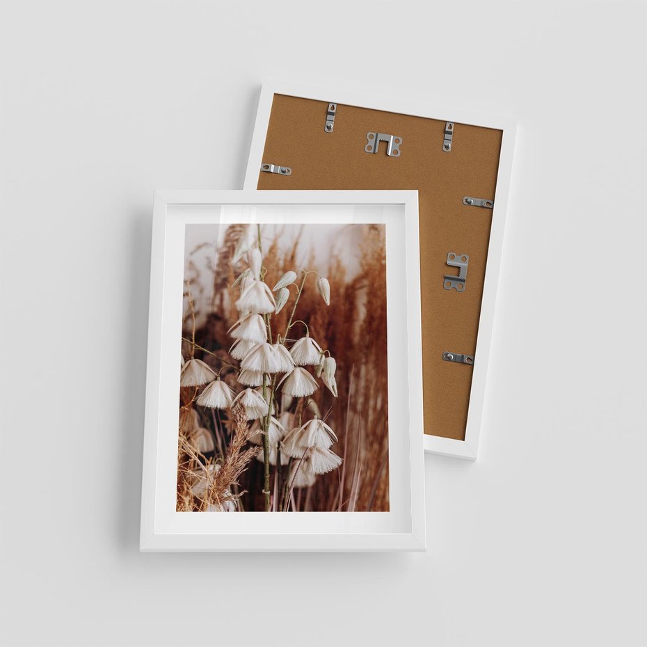 Plakat w ramie 30x40 - Boho Styl z Suchymi Trawami - suche trawy, bogo styl - rama biała