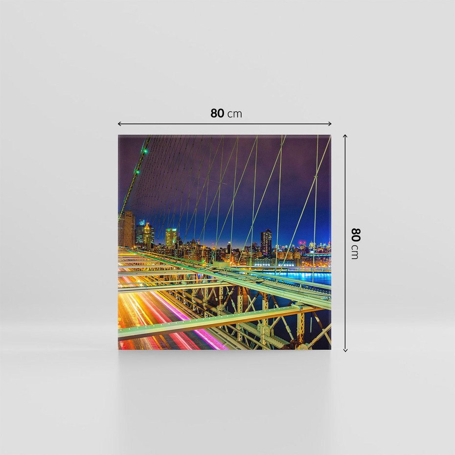 Obraz na płótnie 80x80 - Most w USA - Światła i samochody - most, USA