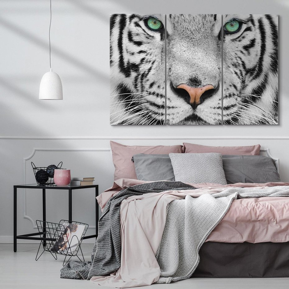 Obraz na płótnie 120x80 - Magia Białego Tygrysa - biały, tygrys