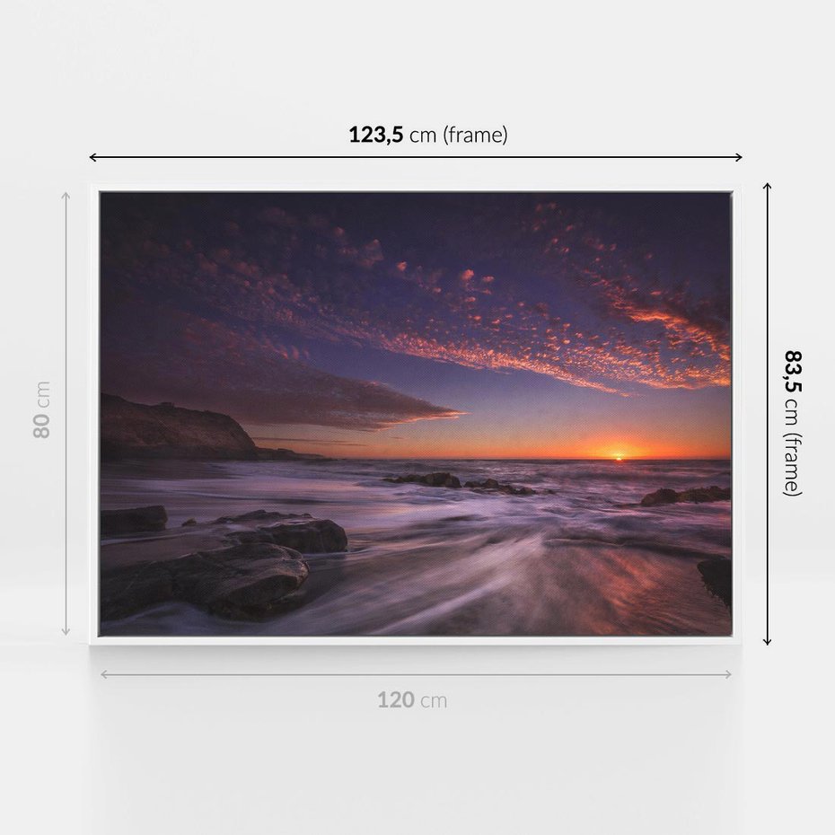 Obraz w ramie 120x80 - Spojrzenie w głąb duszy - zachód słońca, zmierzch - rama biała