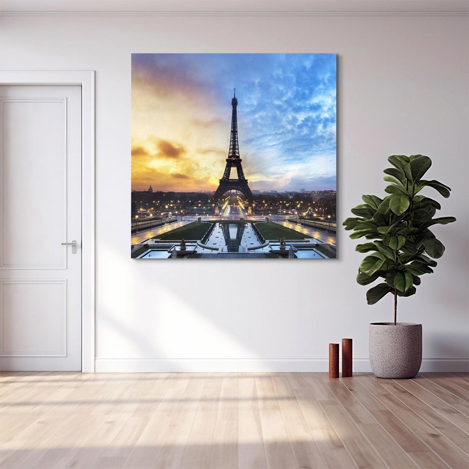 Obraz na płótnie 50x50 - Romantyczny Paryż - Wieża Eiffla w blasku - Paryż, Wieża