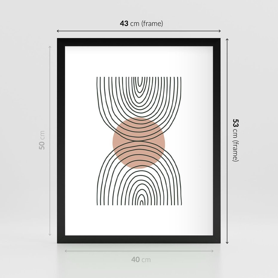 Plakat w ramie 40x50 - Przenikające Widzenia - półkola, koło - rama czarna