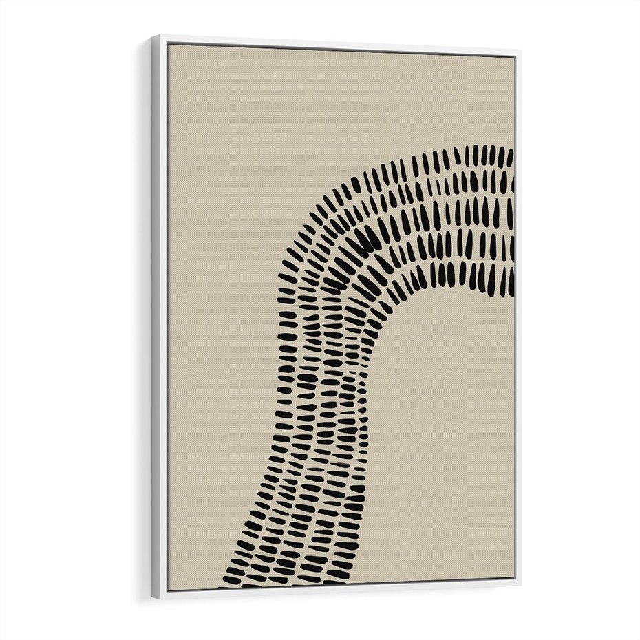 Obraz w ramie 70x100 - Migotliwa Innowacyjna Ekspresja - boho plakat, czarne kropki kreski - rama biała