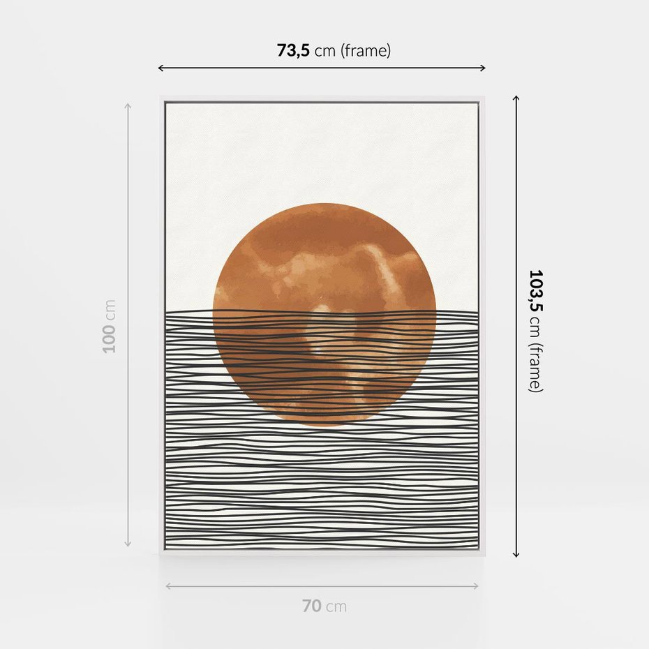 Obraz w ramie 70x100 - Okrąg Mocy - boho obraz, geometria - rama biała