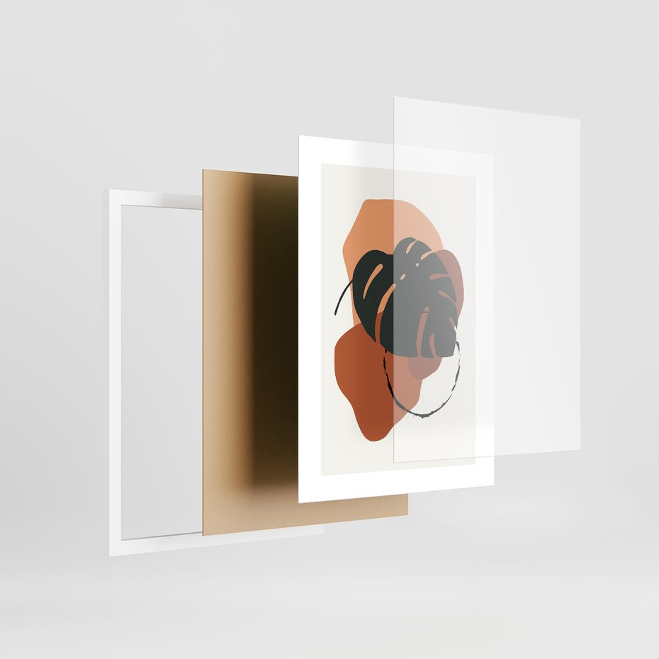 Zestaw obrazy w ramie 40x50 galeria - Monstera, boho, akwarela - rama biała