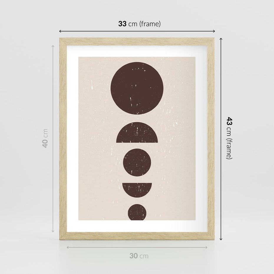Plakat w ramie 30x40 - Migocące Granice - mid century styl, nowoczesna grafika - rama drewno