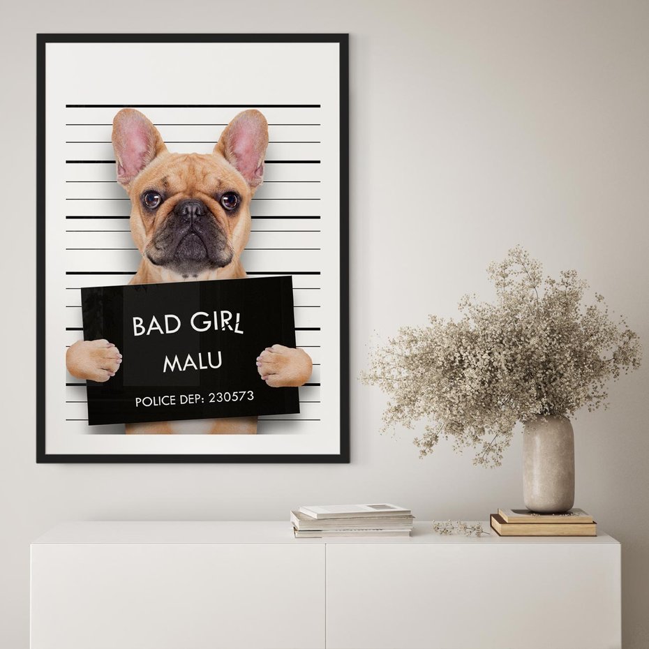 Plakat w ramie 40x50 - przyjaciel na zawsze - pies, piesek - rama czarna