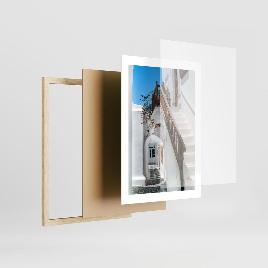 Plakat w ramie 30x40 - Schody Uliczką W dół - schody, uliczka - rama drewno