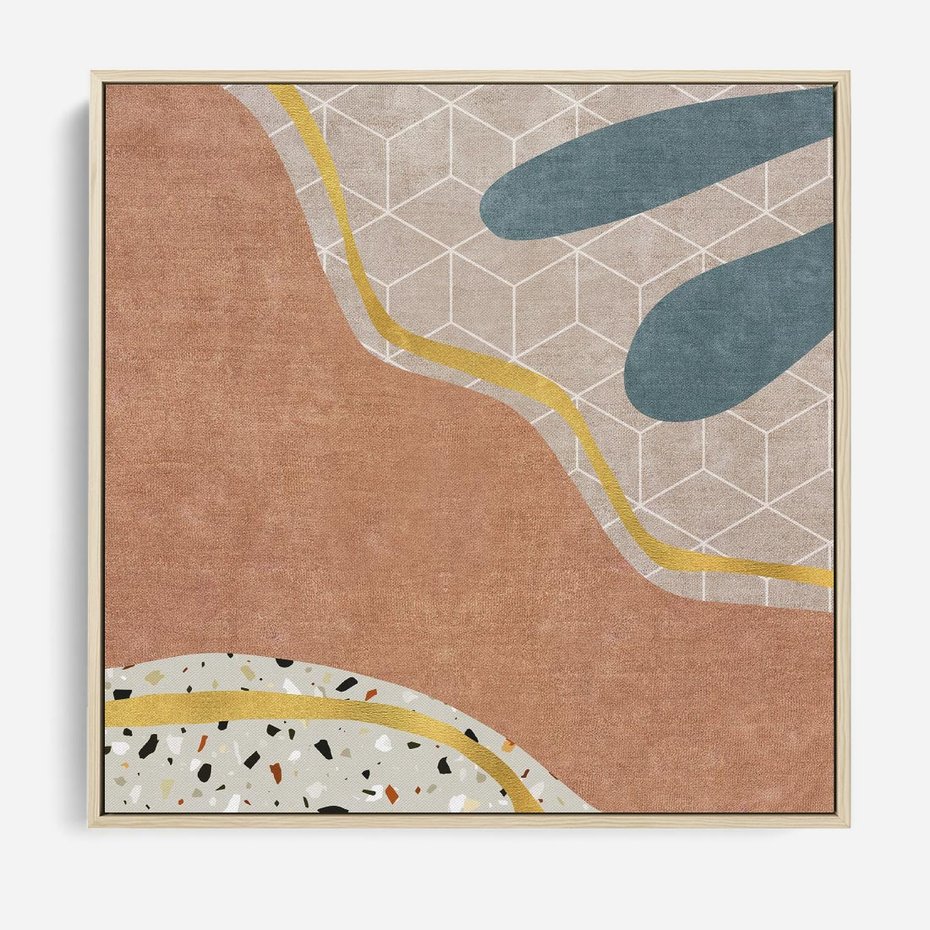 Obraz w ramie 80x80 - Tańczący w deszczu pigmentów - abstrakcyjne formy, rozlane farby - rama drewno