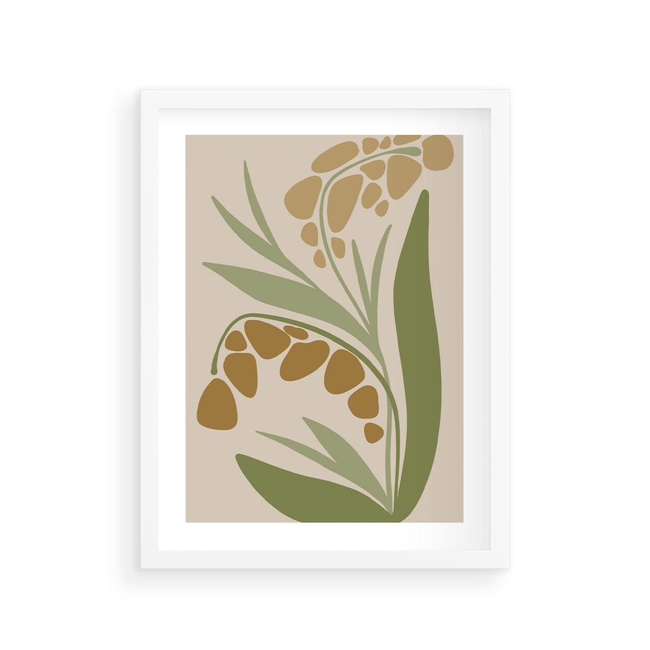Plakat w ramie 30x40 - Minimalizm z Roślinami - nowoczesny plakat, roślinność - rama biała