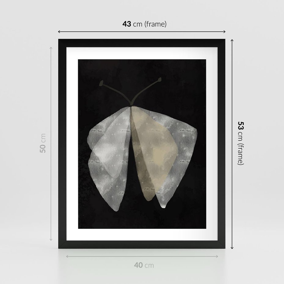 Plakat w ramie 40x50 - Obce Powidoki - abstrakcyjna ćma, mroczna atmosfera - rama czarna