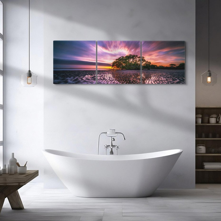 Obraz na płótnie 150x50 - Spokojne jezioro, fale, woda - jezioro, wyspa