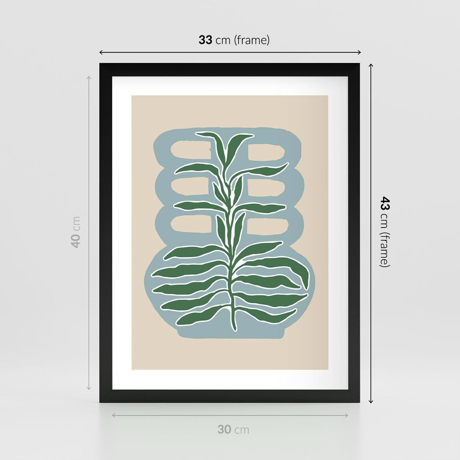 Plakat w ramie 30x40 - Wewnętrzne Spektrum - boho styl, wazon - rama czarna