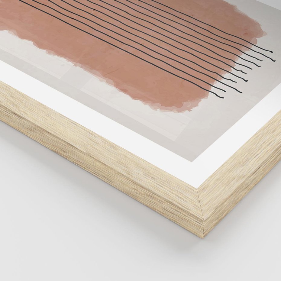 Plakat w ramie 50x70 - Rozmyte Widzenia - abstrakcyjna akwarelowa plama, nieregularne kreski - rama drewno