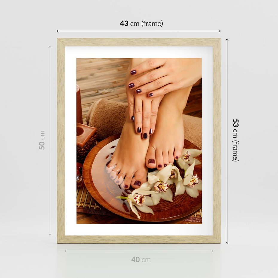 Plakat w ramie 40x50 - Relaksujące Spa i Perfekcyjny Manicure - spa, paznokcie - rama drewno