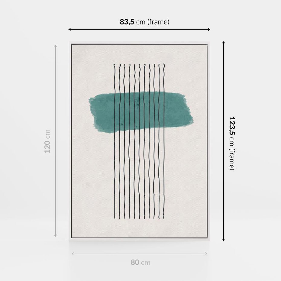 Obraz w ramie 80x120 - Bezczasowe Wspomnienia - abstrakcyjna akwarelowa plama, nieregularne kreski - rama biała