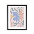 Plakat w ramie 30x40 - Pastele Kwiatowych Plam - pastelowe kwiaty, na beżowym tle - rama czarna