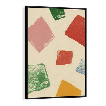 Obraz w ramie 50x70 - Tęczowe Rytmy - kolorowe tęczowe kwadraty, wesoły kolaż - rama czarna