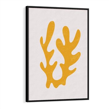 Obraz w ramie 50x70 - Abstrakcyjna Synergia - abstrakcyjna żółta forma, minimalizm - rama czarna