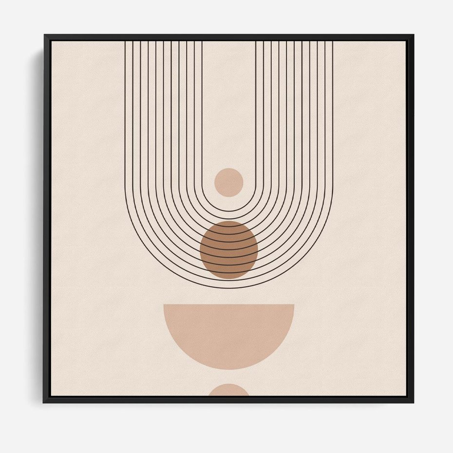 Obraz w ramie 50x50 - Strukturalne Kształty Postępu - boho plakat, minimalizm - rama czarna