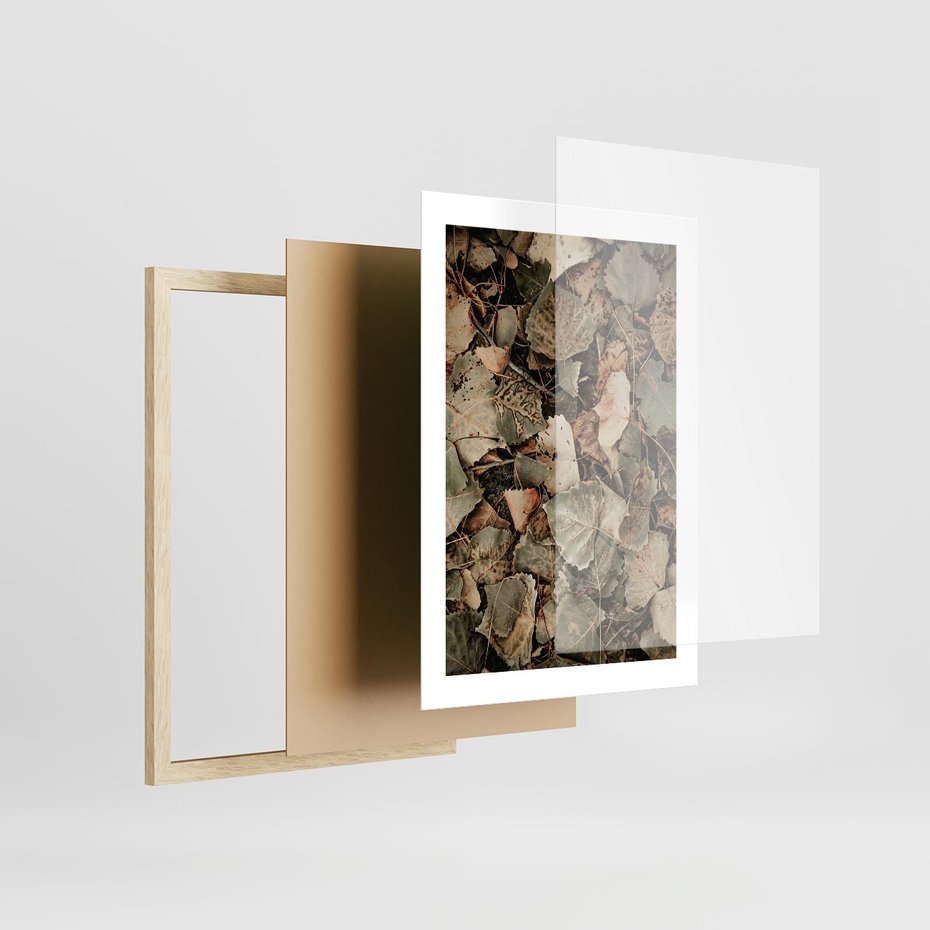 Plakat w ramie 30x40 - Magia Jesiennych Liści - liście, suche liście - rama drewno