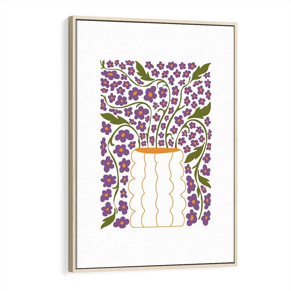 Obraz w ramie 70x100 - Witalność Kwiatów - kwiaty w wazonie, minimalistyczna kompozycja - rama drewno