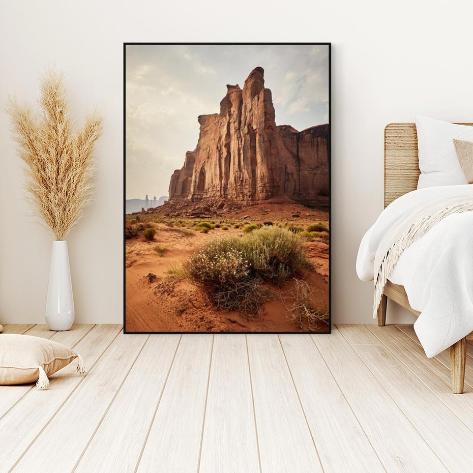 Obraz w ramie 70x100 - Pejzaż pustynnego kanionu - pustynia, kanion - rama czarna