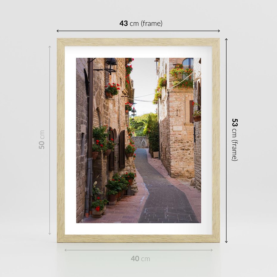 Plakat w ramie 40x50 - Miłość na Romantycznej Uliczce - romantyczna, uliczka - rama drewno