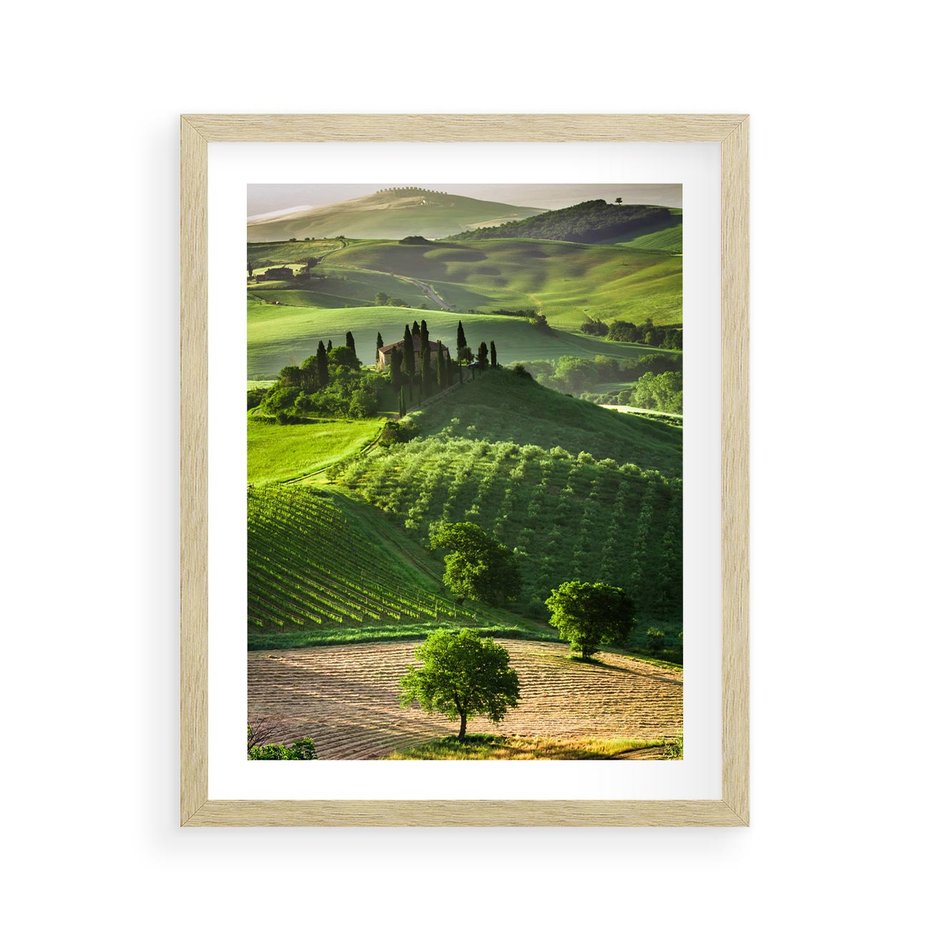 Plakat w ramie 40x50 - Pejzaż Widoczek - widoczek, pejzaż - rama drewno