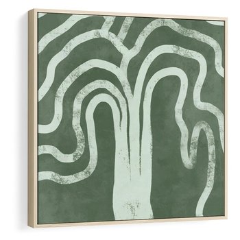 Obraz w ramie 80x80 - Inspirujące Zawiłości Zieleni - abstrakcyjny kształt, zielony plakat - rama drewno