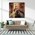 Obraz na płótnie 40x40 - Spokojna Wenecja - gondolier w gondoli, kanały Wenecji