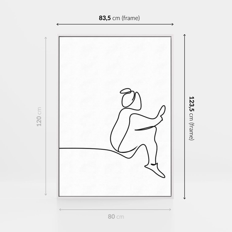 Obraz w ramie 80x120 - Linie Wewnętrznej Refleksji - line art, szkic - rama biała