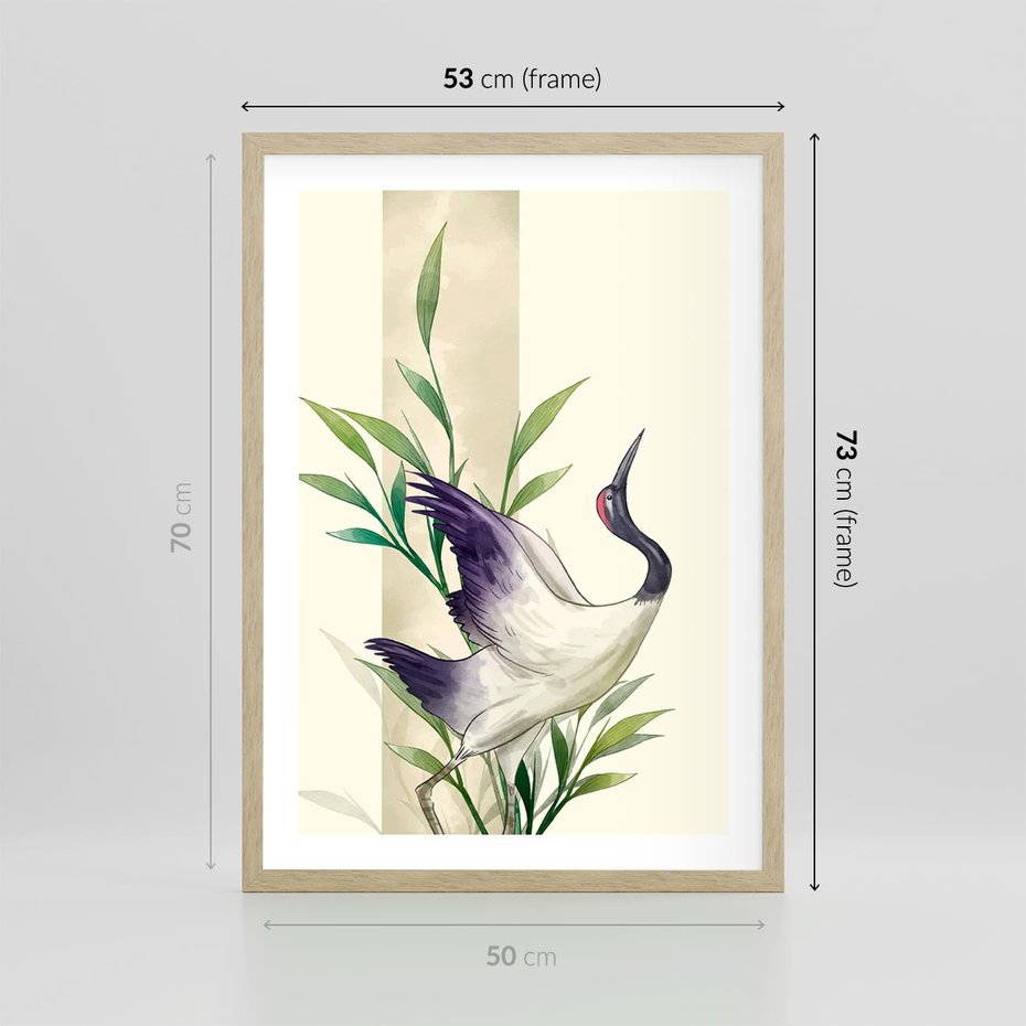 Plakat w ramie 50x70 - Migocące Ptaki - japońska sztuka, ptak - rama drewno