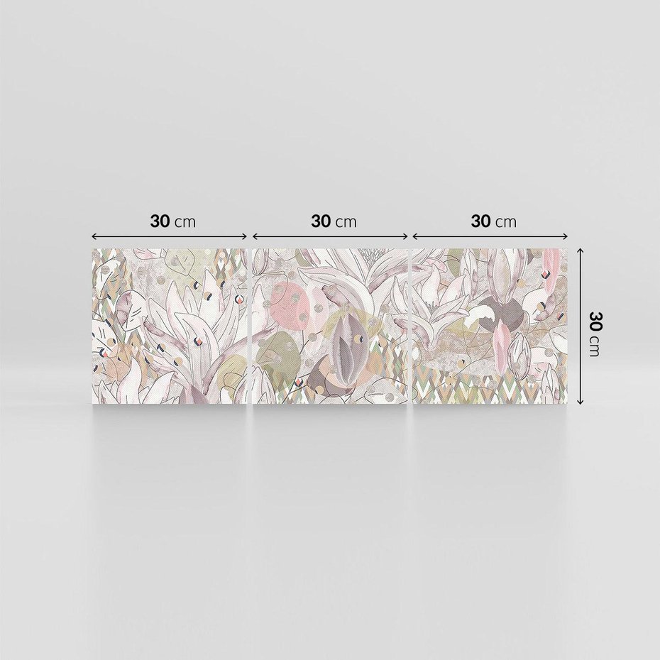 Obraz na płótnie 90x30 - Pejzaże zatajonej duszy - połączenie tekstur, roślinne motywy