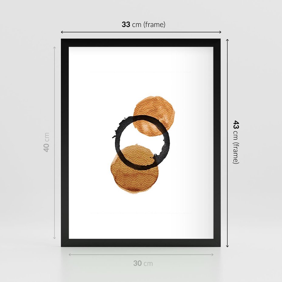 Plakat w ramie 30x40 - Japandi Geometria: Minimalistyczna Grafika - japońska sztuka, geometria - rama czarna