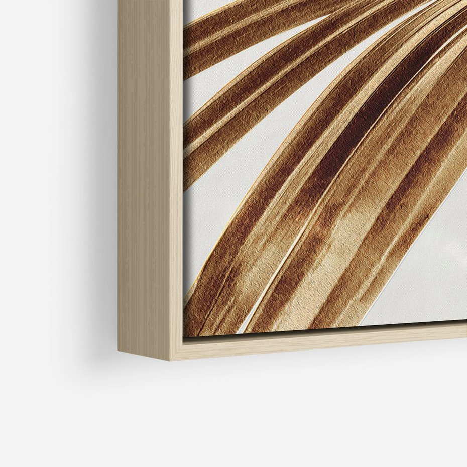 Obraz w ramie 50x70 - Egzotyczny Blask - złote, liście - rama drewno