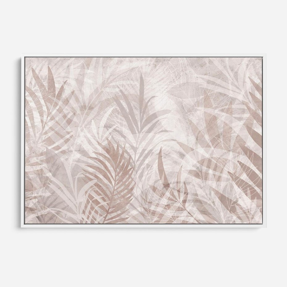 Obraz w ramie 70x50 - Pejzaż zaklętych uczuć - monochromatyczne, w odcieniach beżu - rama biała