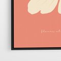 Obraz w ramie 50x70 - Malowane Kolorowe Echa - minimalistyczna grafika, biały kwiat na różowym tle - rama czarna