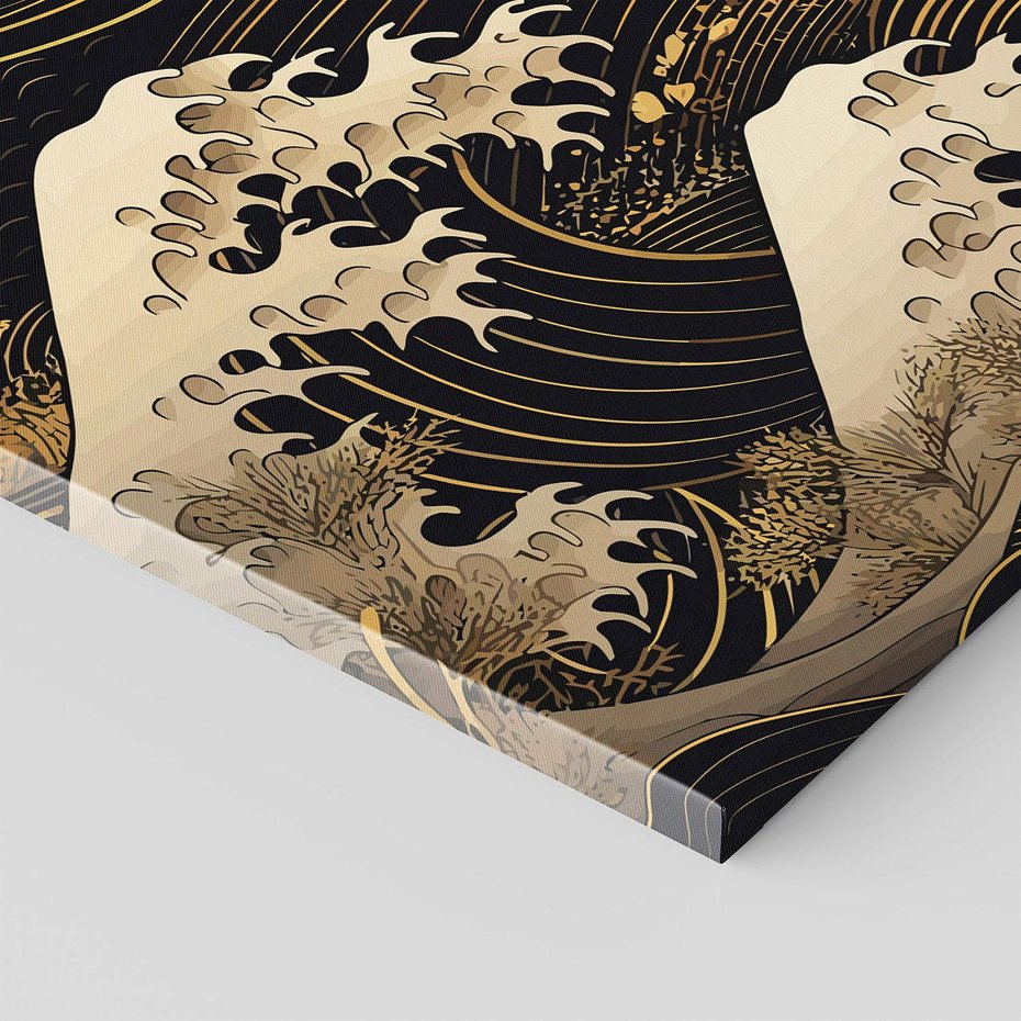 Obraz na płótnie 100x70 - Złote Piękno - ciemny obraz, fala morska