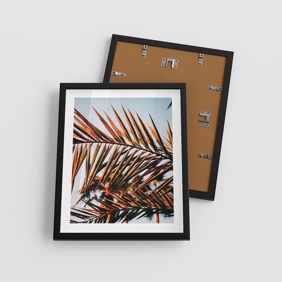 Plakat w ramie 40x50 - Tropikalna Harmonia - palma, liście palmy - rama czarna