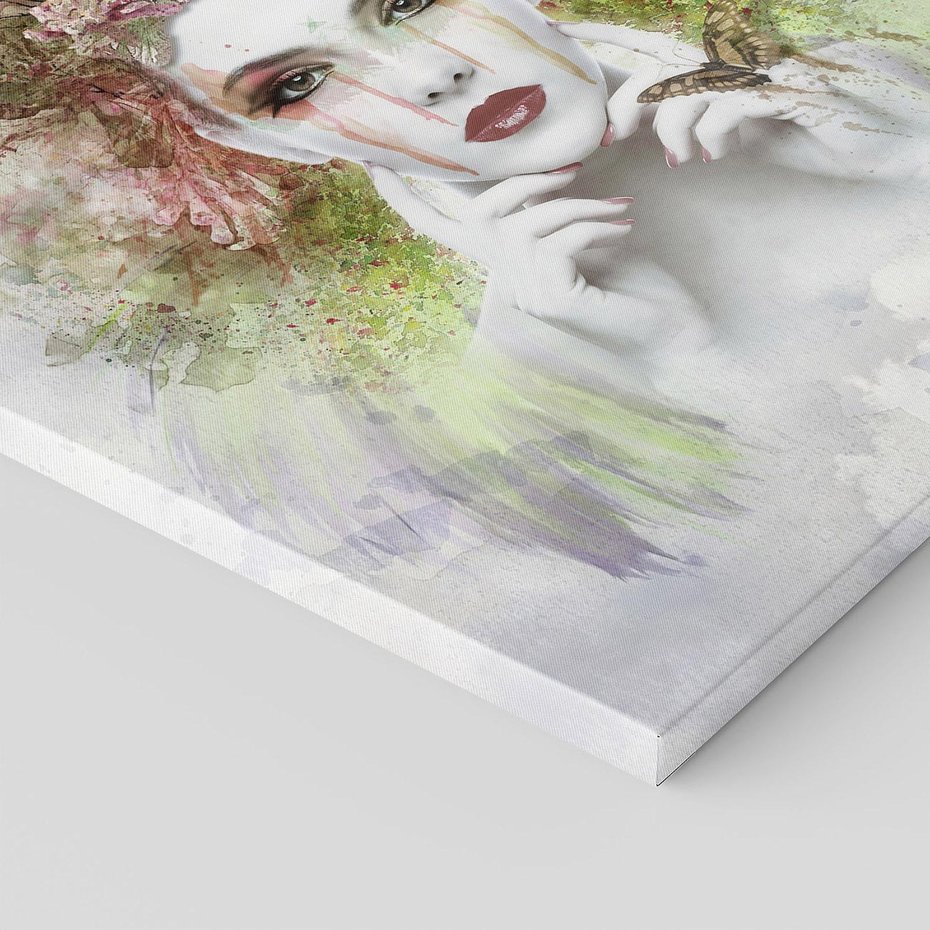 Obraz na płótnie 40x40 - Abstrakcyjna Ekspresja - Twarz w Kwiatowym Wirze - abstrakcja, twarz