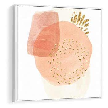 Obraz w ramie 50x50 - Migotliwe Kształty i Plamy - abstrakcyjne akwarelowe plamy, minimalizm - rama biała
