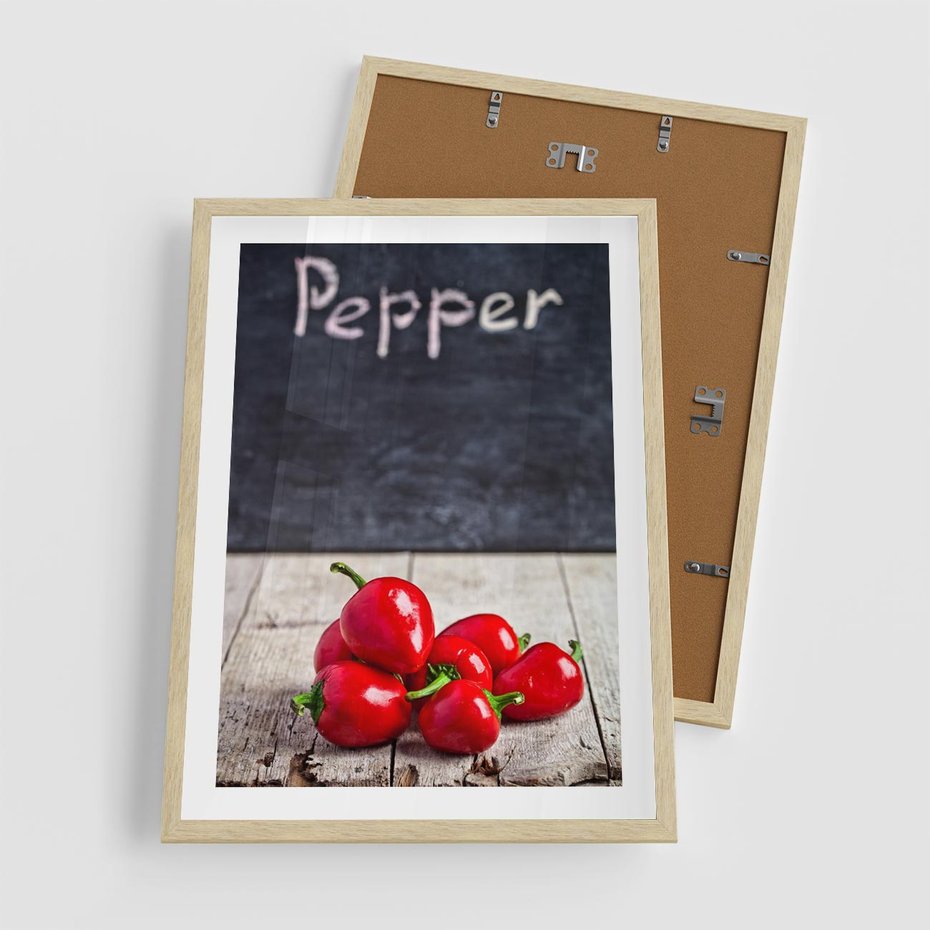 Plakat w ramie 50x70 - Eksploracja smaków - papryka, kuchnia - rama drewno